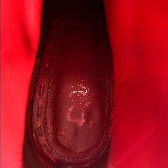 Red Snake Print High Heel Ankle Boots - Picture 8 of 10